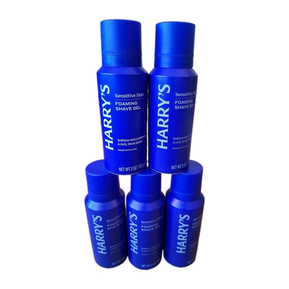 Lot Of 5 Harry's Men's Foaming Shave Shaving Gel Cream Aloe 2 oz Travel Size TSA